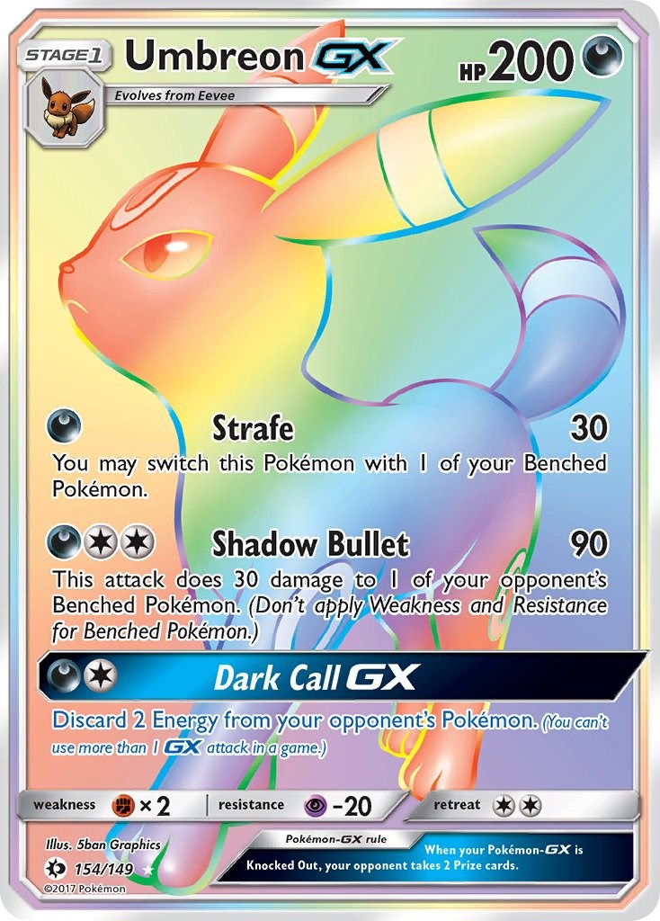 pokemon trading card size Umbreon GX (Secret) [SM01
