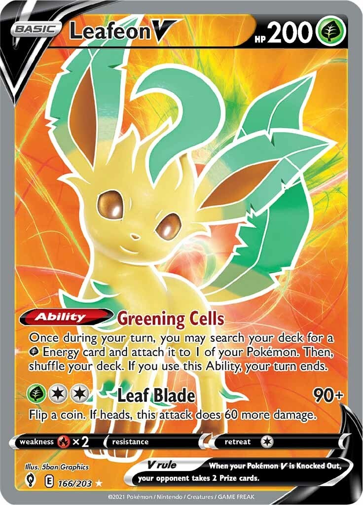 pokemon leafeon card Leafeon V (Full Art) [SWSH07