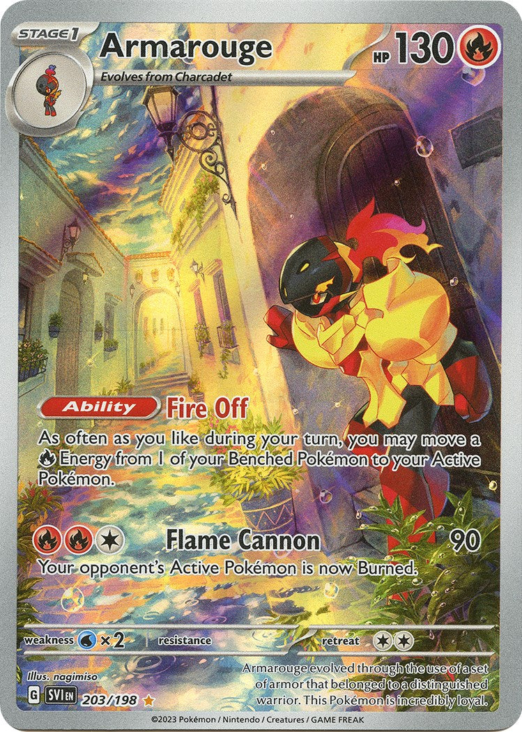 what pokemon set has 198 cards Armarouge - 203/198 - SV01: Scarlet & Violet Base [ILLUSTRATION RARE] 208/198 / Illustration Rare Card Type / HP / Stage Cyclizar 163/198 & 164/198 (Holo)