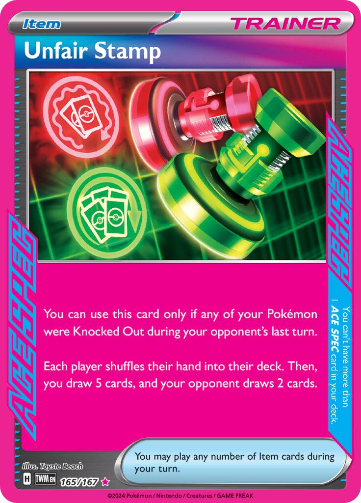 165 167 pokemon card Unfair Stamp [TWM Game Selection:Cawps Terra Branford the iconic Grass Gaming: MTG supports Extra