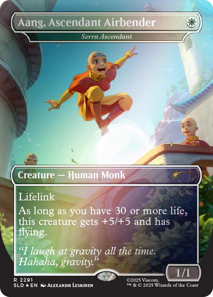 Aang, Ascendant Airbender - Serra Ascendant (Rainbow Foil) [SLD - 2291 Aang, Ascendant Airbender - Serra Ascendant (Rainbow Foil) [SLD - 2291