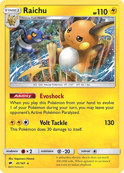 Raichu (SM - Burning Shadows) Light Play Holofoil