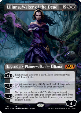 Liliana, Waker of the Dead (Borderless) (Magic 2021 Core Set) Light Play