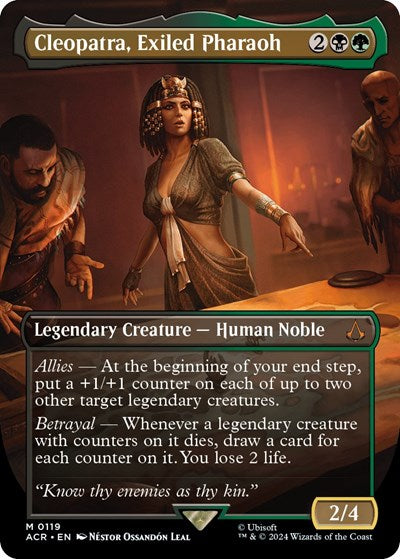 Cleopatra, Exiled Pharaoh (Borderless) (Universes Beyond: Assassin's Creed) Light Play Foil