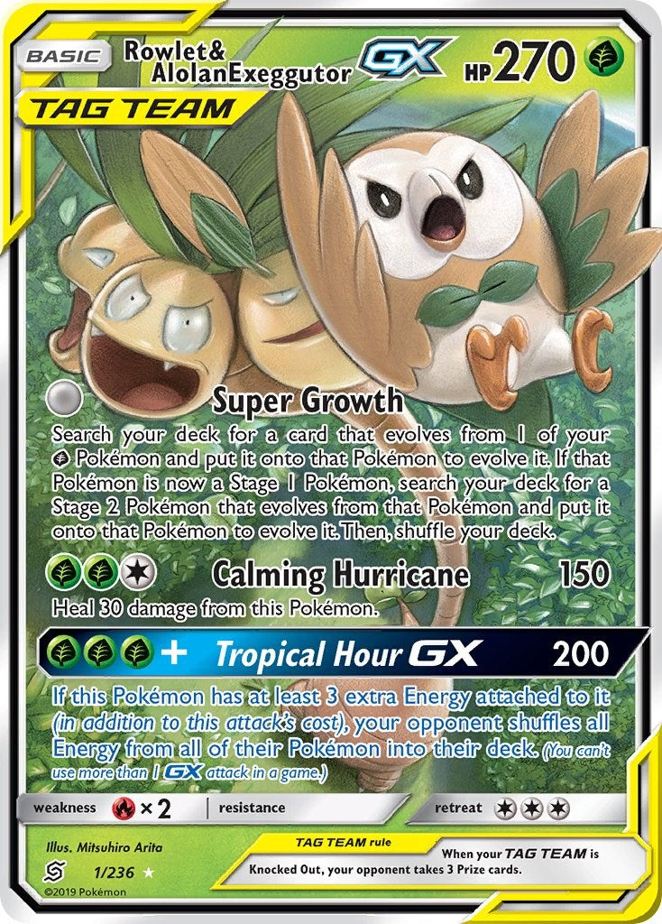 Rowlet & Alolan Exeggutor GX [SM11 - 001]