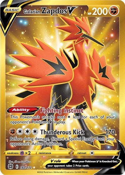 Galarian Zapdos V (Secret) (SWSH09: Brilliant Stars) Light Play Foil