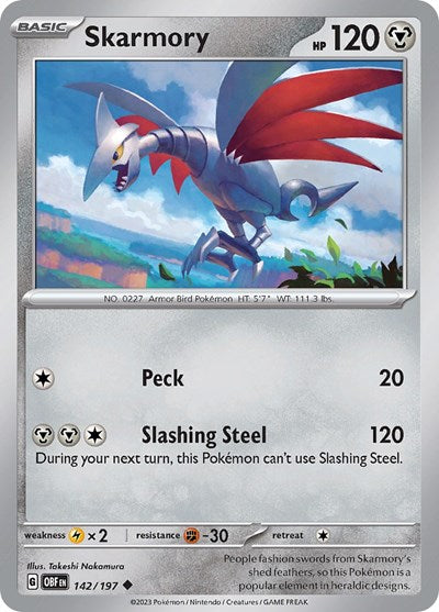 Skarmory (Scarlet and  Violet: Obsidian Flames) Light Play Reverse Holofoil