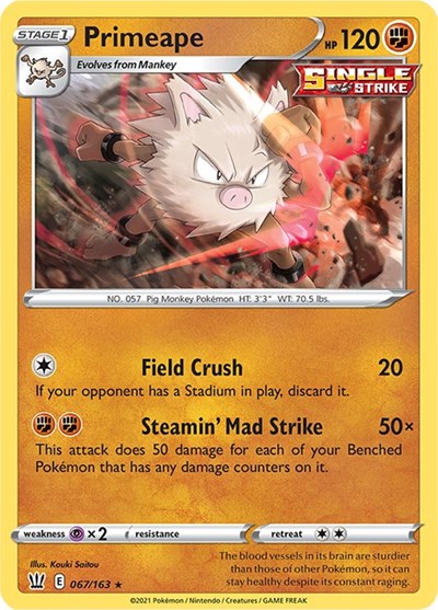 Primeape (SWSH05: Battle Styles) Light Play Reverse Holofoil