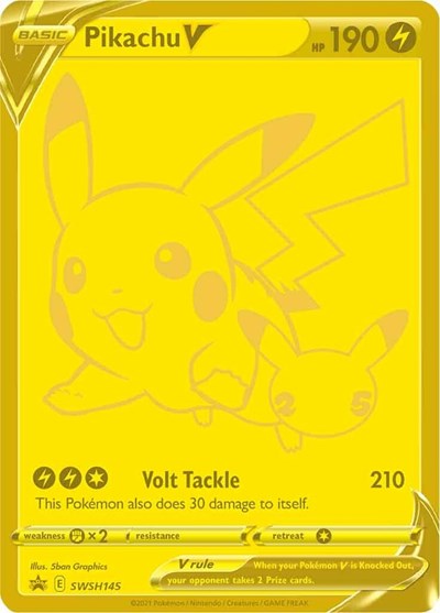 Pikachu V - SWSH145 (SWSH: Sword & Shield Promo Cards) Light Play Holofoil