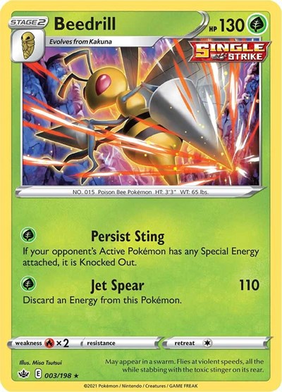 Beedrill (SWSH06: Chilling Reign) Light Play Reverse Holofoil