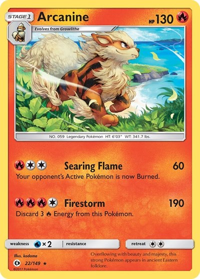 Arcanine (SM Base Set) Light Play Holofoil