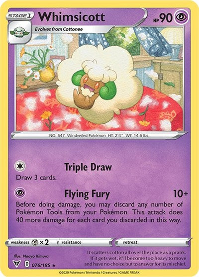 Whimsicott (SWSH04: Vivid Voltage) Light Play Reverse Holofoil