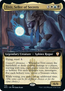 Tivit, Seller of Secrets (Extended Art) (Commander: Streets of New Capenna) Light Play Foil