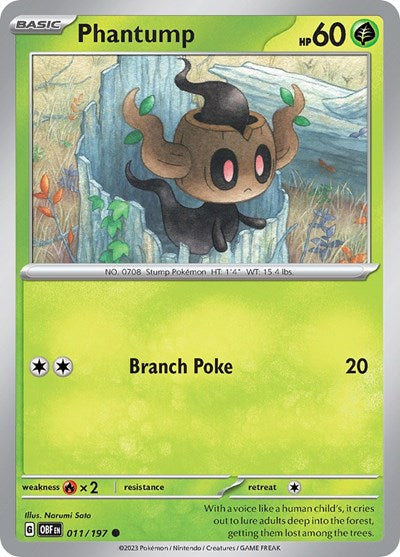 Phantump (Scarlet and  Violet: Obsidian Flames) Light Play Reverse Holofoil