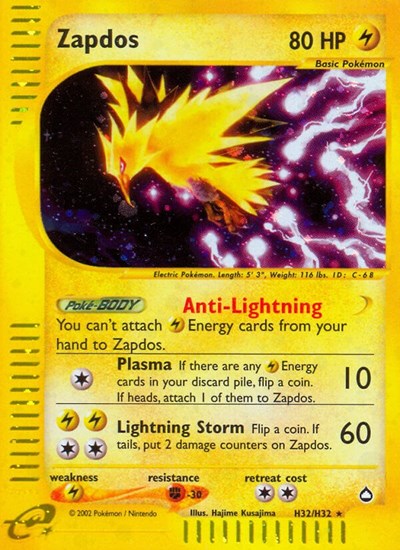 Zapdos (H32) (Aquapolis) Medium Play Holofoil