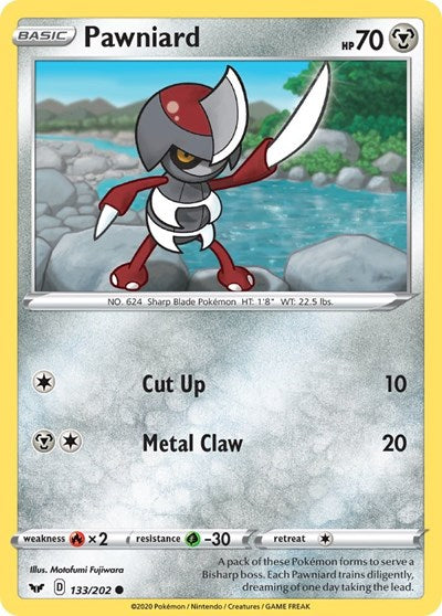 Pawniard (SWSH01: Sword & Shield Base Set) Light Play Reverse Holofoil