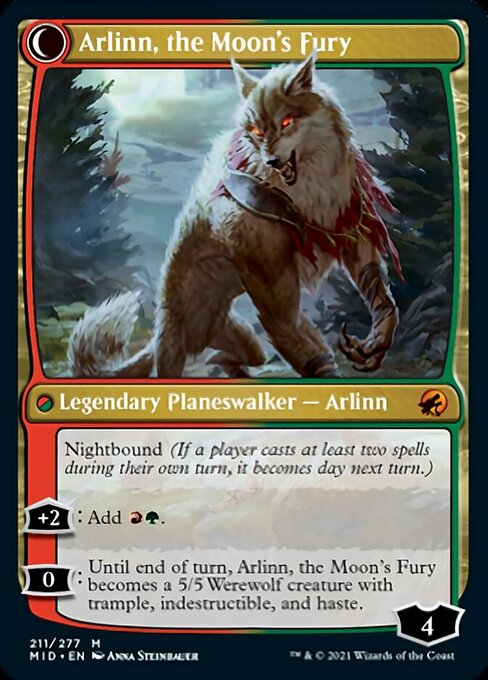 Arlinn, the Pack's Hope / Arlinn, the Moon's Fury (Innistrad: Midnight Hunt) Light Play