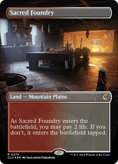 Sacred Foundry (Borderless) (Ravnica: Clue Edition) Light Play Foil