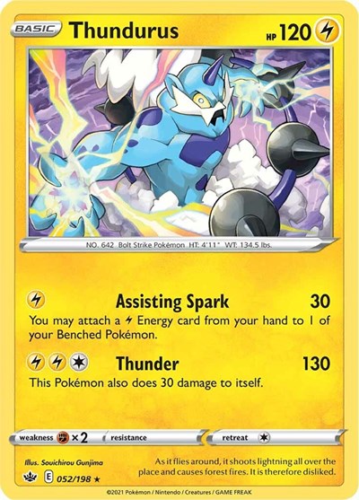 Thundurus (SWSH06: Chilling Reign) Light Play Holofoil