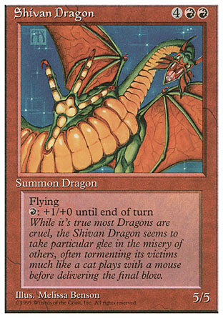 Shivan Dragon (4th Edition) Light Play