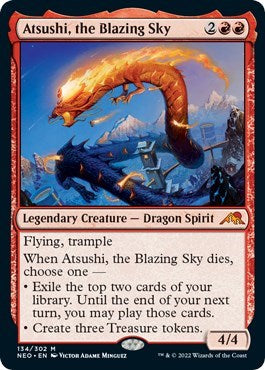 Atsushi, the Blazing Sky (Kamigawa: Neon Dynasty) Light Play Foil