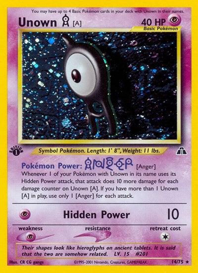 Unown (A) (14) (Neo Discovery) Light Play Holofoil Unlimited