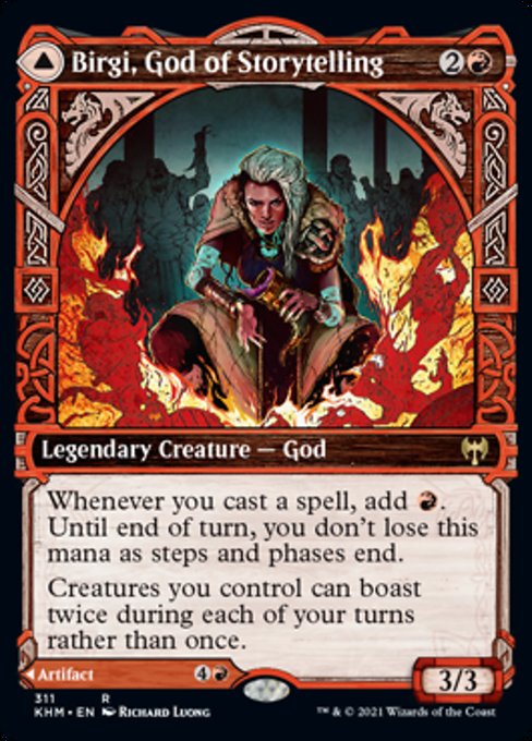 Birgi, God of Storytelling / Harnfel, Horn of Bounty (Showcase) (Kaldheim) Light Play Foil