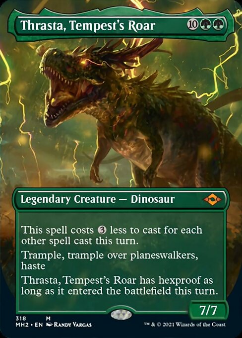 Thrasta, Tempest's Roar (Borderless) (Modern Horizons 2) Light Play Foil