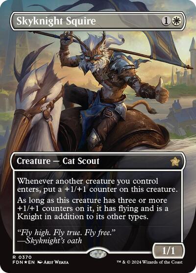 Skyknight Squire (Borderless) (Mana Foil) (Foundations) Light Play Foil