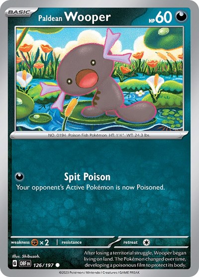 Paldean Wooper - 126 (Scarlet and  Violet: Obsidian Flames) Light Play Reverse Holofoil