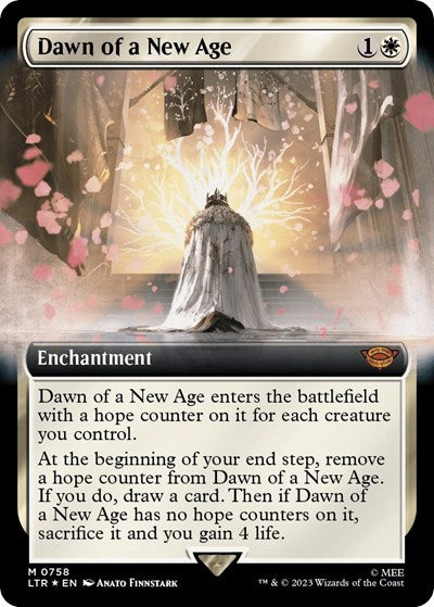 Dawn of a New Age (Extended Art) (Surge Foil) (Universes Beyond: The Lord of the Rings: Tales of Middle-earth) Light Play Foil