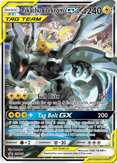 Pikachu & Zekrom GX (SM Promos) Light Play Holofoil