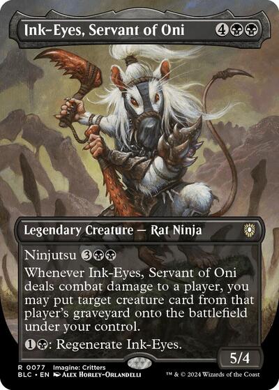 Ink-Eyes, Servant of Oni (Borderless) (Commander: Bloomburrow) Light Play Foil