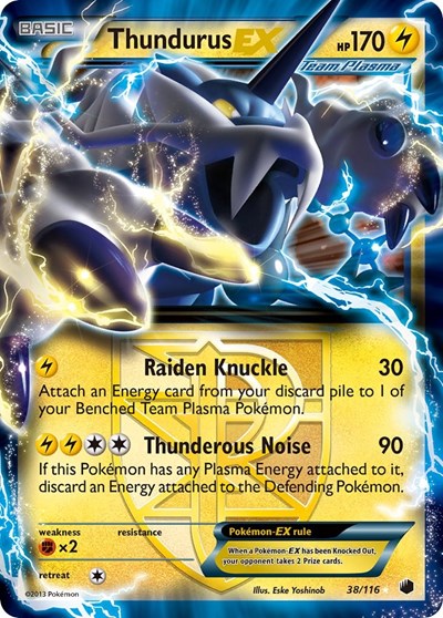 Thundurus EX (Team Plasma) (Plasma Freeze) Light Play Holofoil