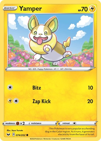 Yamper (074) (SWSH01: Sword & Shield Base Set) Light Play