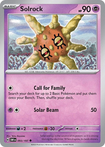 Solrock (Scarlet and  Violet: Obsidian Flames) Light Play Reverse Holofoil