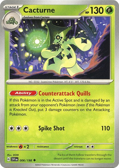 Cacturne - 006 (Scarlet and Violet: Base Set) Light Play Reverse Holofoil