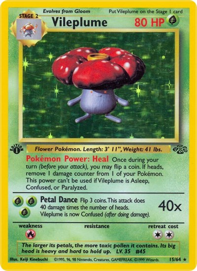 Vileplume (15) (Jungle) Light Play Holofoil 1st Edition