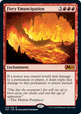 Fiery Emancipation (Magic 2021 Core Set) Light Play