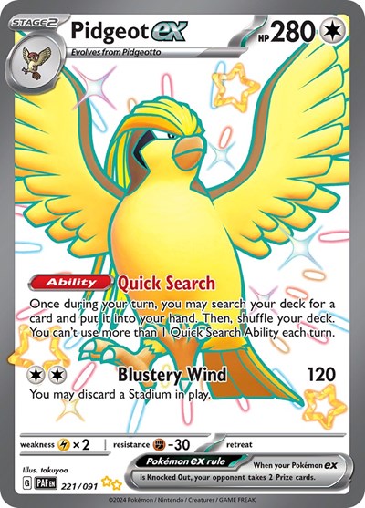 Pidgeot ex (SV: Paldean Fates) Light Play Holofoil