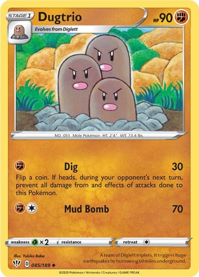 Dugtrio (SWSH03: Darkness Ablaze) Light Play Reverse Holofoil