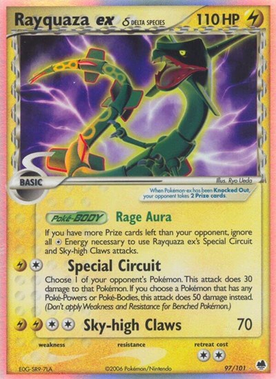 Rayquaza ex (Delta Species) (Dragon Frontiers) Heavy Play Holofoil