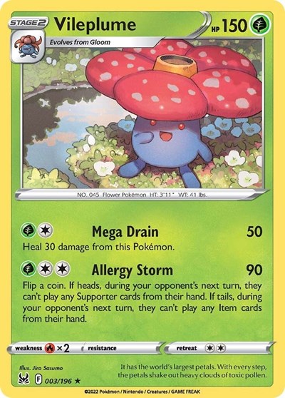 Vileplume (SWSH11: Lost Origin) Medium Play Reverse Holofoil