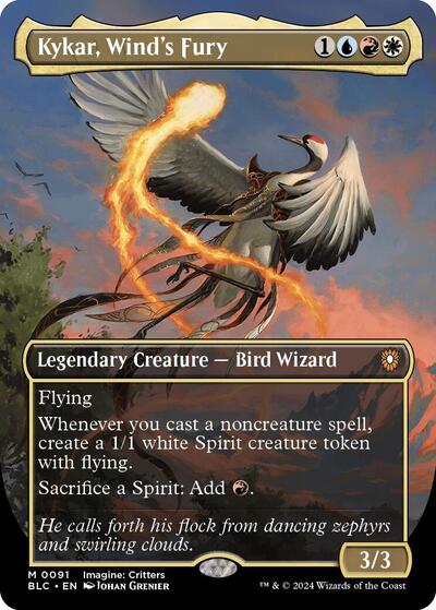 Kykar, Wind's Fury (Borderless) (Commander: Bloomburrow) Light Play Foil