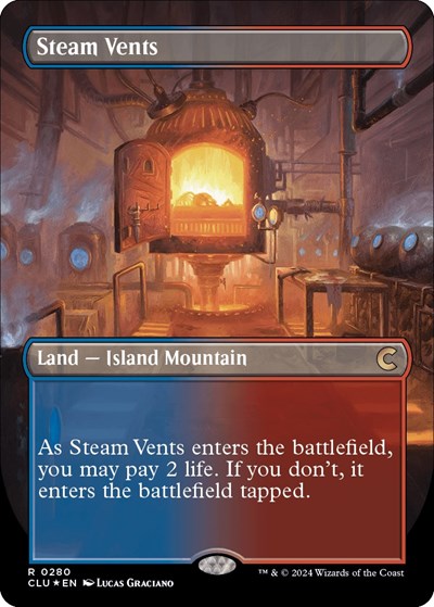 Steam Vents (Borderless) (Ravnica: Clue Edition) Light Play Foil