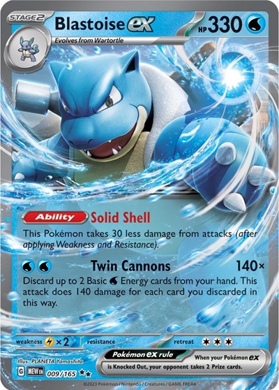 Blastoise ex - 009 (Scarlet and Violet: 151) Light Play Holofoil