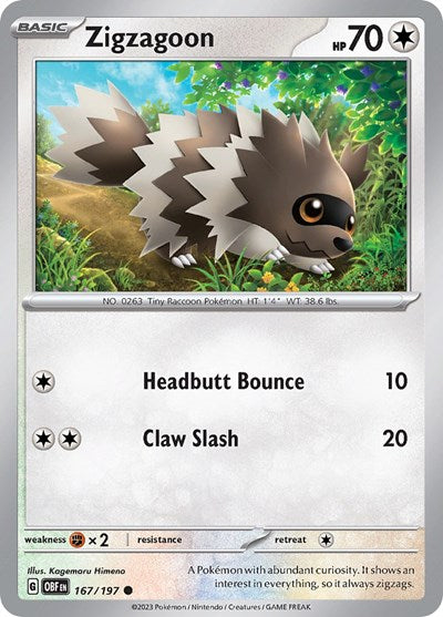 Zigzagoon (Scarlet and  Violet: Obsidian Flames) Light Play Reverse Holofoil