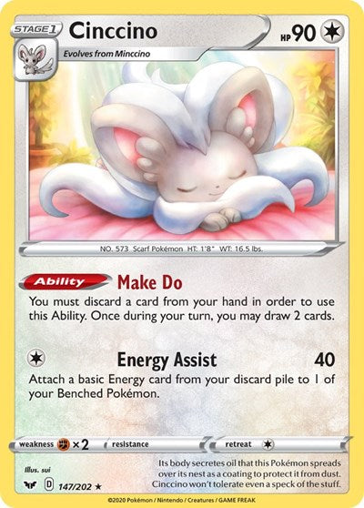 Cinccino (SWSH01: Sword & Shield Base Set) Light Play Reverse Holofoil