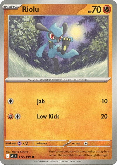 Riolu - 112 (Scarlet and Violet: Base Set) Light Play Reverse Holofoil