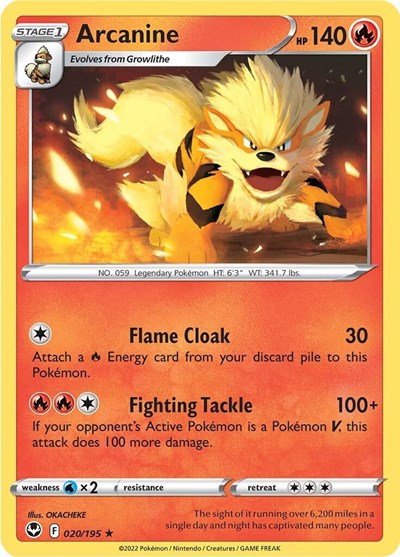 Arcanine (SWSH12: Silver Tempest) Light Play Reverse Holofoil